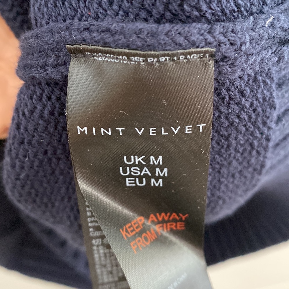 Mint Velvet Navy Knit Ruffle sleeve top - M - Picture 6 of 7